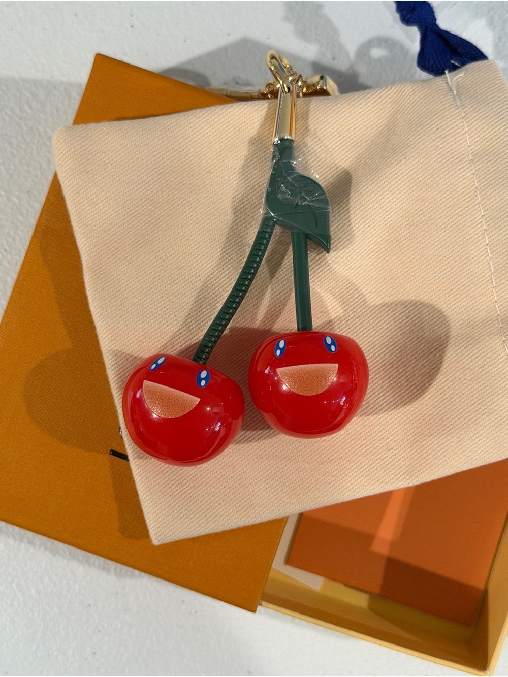 Playful Red Cherry Keychain Charm